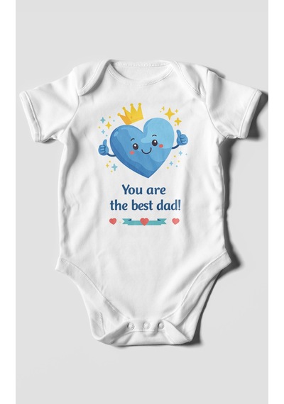 Morivokids You Are The Best Dad Kısa Kollu Bebek Body %100 Pamuk Beyaz