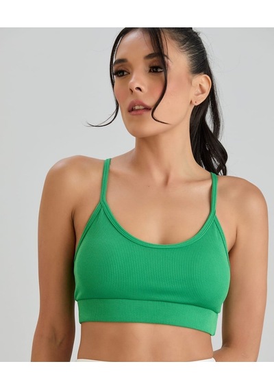 Aurafit Fitilli U Yaka İp Askılı Basic Büstiyer/croptop - 9027 Yeşil