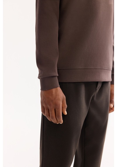 Avva Erkek Kahve Bisiklet Yaka Pamuklu Bi-stretch Baskılı Regular Fit Sweatshirt A52y1289