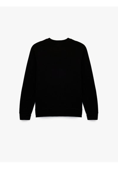 Koton Regular Fit Uzun Kollu Bisiklet Yaka Baskılı Sweatshirt Siyah 6wam70200mk Siyah