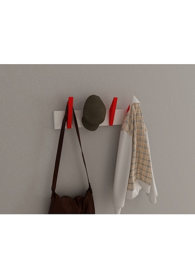 Hepsi3boyutlu Modern Duvar & Kapı Kanca Askılık - 4 Adet Kırmızı Kanca Askılık - Model No : 4 Kırmızı