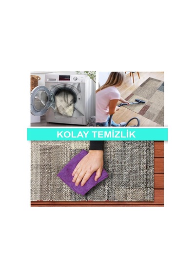Ayrex Latte Dizayn Apelia Kadife Pamuk Tabanlı Yıkanabilen Kaydırmaz Antibakteriyel Salon Halısı 120x180 Diğer
