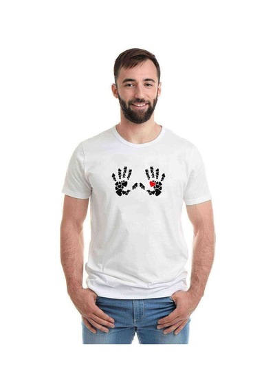 Heart In Hand Baskılı Beyaz Erkek Tshirt