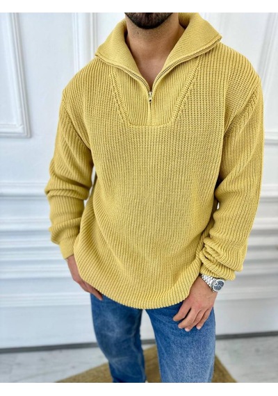 Elku Moda Kazak Oversize Tüylenmez Naturel Pamuk Fermuarlı Boğazlı Yaka Örme Triko Kazak Hardal Elku Moda Kazak Oversize Tüylenmez Naturel Pamuk Fermuarlı Boğazlı Yaka Örme Triko Kazak Hardal