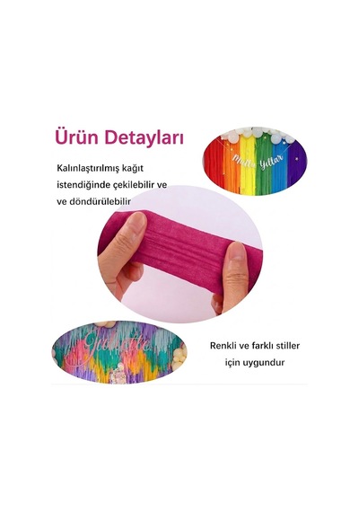 Fuşya Şerit Krapon Kağıdı Rulosu, Çiçek Yapım, Parti, El İşi Süsleme Kağıdı, 6 Adet, 4.5cm X 22metre