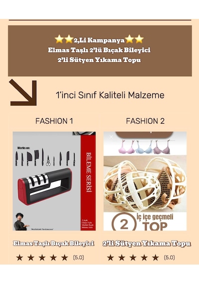 2'li Set Bıçak Bileyici Ve 2 Adet Sütyen Yıkama Topu Beyaz