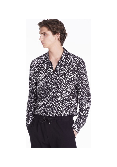 The Kooples Erkek Comfort Fıt Baskılı Siyah Gömlek
