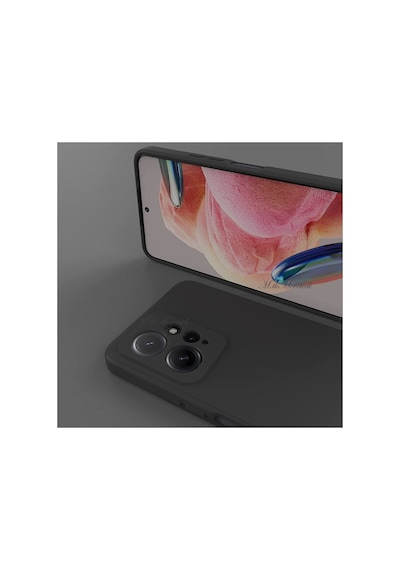 Xiaomi Redmi Note 12 4g Kılıf Yumuşak Premium Silikon 9h Ekran Koruyucu Set Kamera Korumalı Soft Siyah