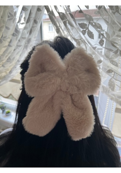 Peluş Fiyonk Toka Krem