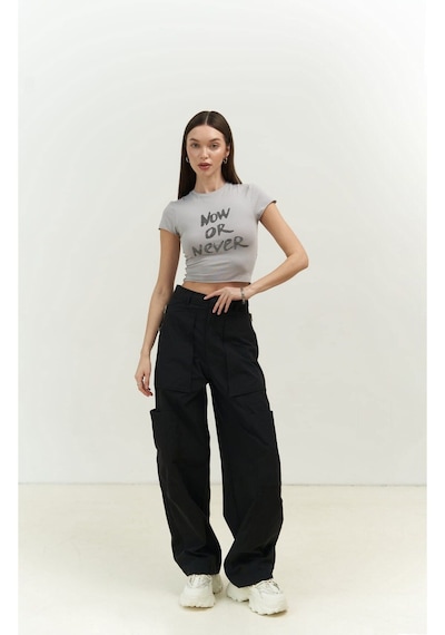 Mai Collection 2727 - Now Or Never Gri Penye Crop Gri