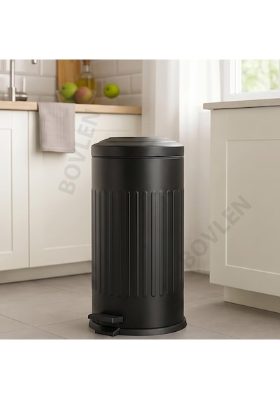 16 Litre Vintage Metal Çıkarılabilir Kovalı Çöp Kovası Siyah