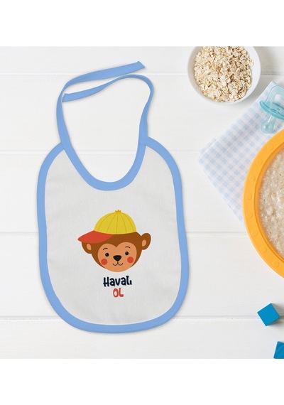 Bk Kids Havalı Ol Tasarımlı Mavi Bebek Mama Önlüğü Mavi