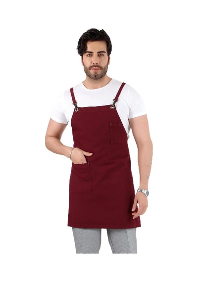 Tr Barista Askılı Önlük Tek Cepli - Bordo Genel