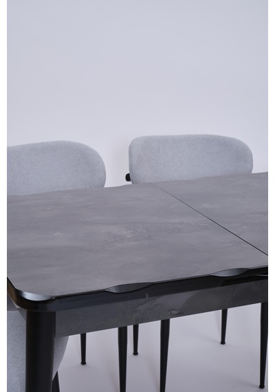 Yakamoz Polo Mdf Lak Panel Mutfak Masa Sandalye Takımı 80x130 Siyah