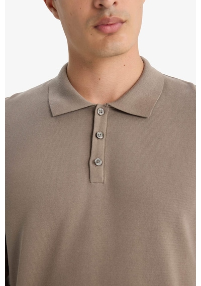 Defacto Standart Fit Polo Yaka Premium Düğmeli Triko Kazak D0454ax25aubg404 Bej