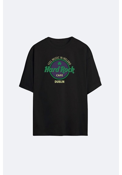 Insane Minds Hardrock Baskı Oversize Siyah Tişört Siyah