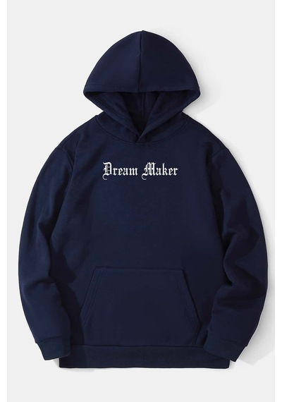 Uyguntarz Dream Maker Baskılı Unisex Oversize Sweatshirt Lacivert