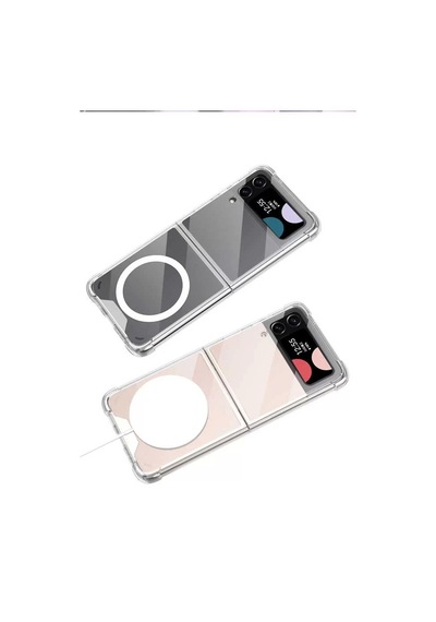 Galaxy Uyumlu Z Flip 3 Kılıf Wireless Şarj Özellikli Airbagli Zore Kıpta Anti Shock M-safe Kapak