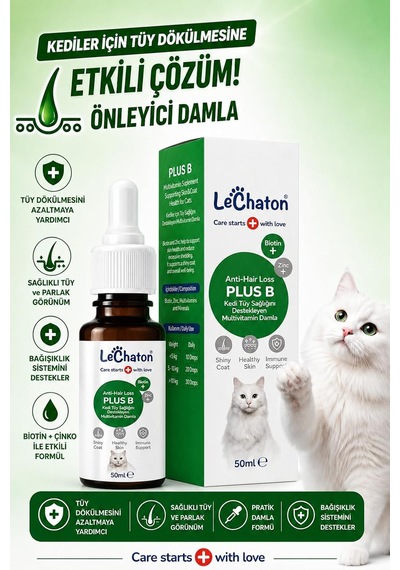 Kedi Tüy Döküm Dökülmesi Önleyici Engelleyici Damla Kediler Için Biyotin Multivitamin 50ml