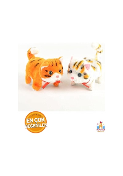 Sesli Yürüyen Oyuncak Peluş Kedi - Unisex Çocuklar İçin Eğlenceli Beyaz Oyuncak