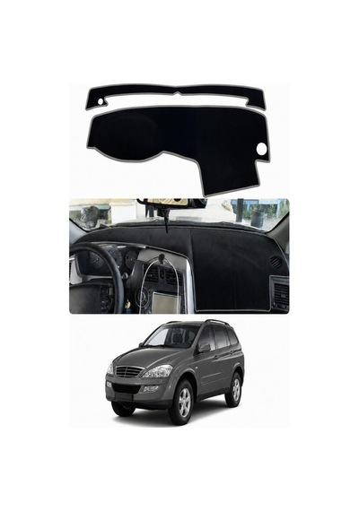 Ssangyong - Kyron 2005-2015 Uyumlu Torpido Koruma Kılıfı - Gri Şeritli