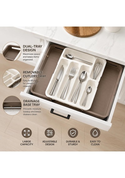 Çekmece İçi Genişleyebilir Kaşıklık Organizer Ayarlanabilir