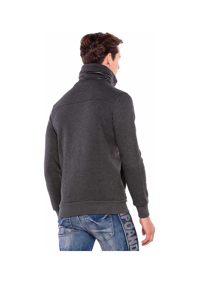 Cipo & Baxx Cl385 Taşlı Relax Fit Dik Fermuar Yaka Kalın Sweatshirt 001