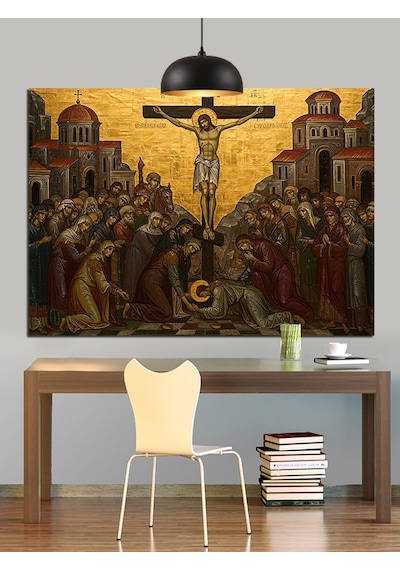 İsa Çarmıhta Sanat Eseri Dekoratif Kanvas - Mdf Ahşap Tablo