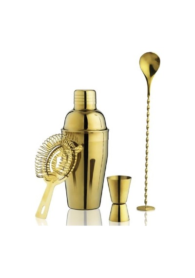 Kokteyl Shaker Seti, Gold, 750 Ml, 4 Parça