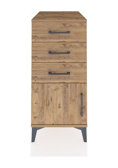 Kronos Komodin 3 Çekmeceli Tek Kapaklı 44x59x96 Çam-çam Çam