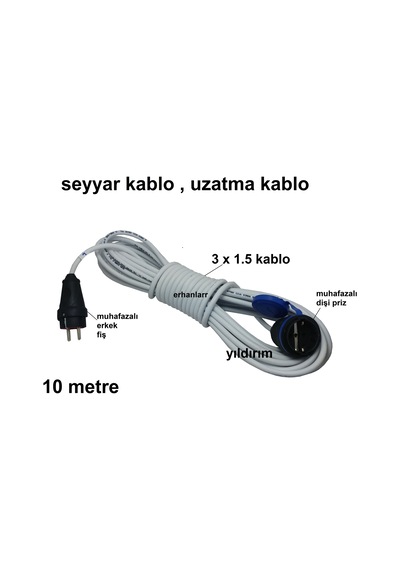 Seyyar Kablo Uzatma Kablo Ara Kablo 10 Metre