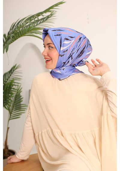 Silk Home Mavi Ekru Desenli Tivil İpek Eşarp 11432-57 Çok Renkli