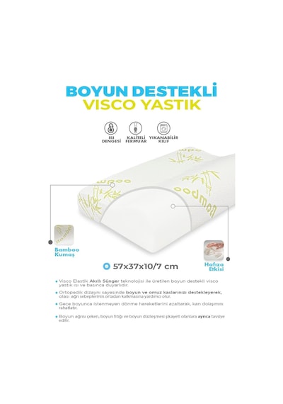 WhiteBlanco Bamboo Boyun Destekli Ortopedik Yastık Visco Yastık Class-bambooıı Krem