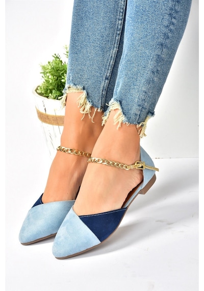 Fox Shoes Mavi/lacivert Süet Zincir Detaylı Kadın Babet P726054502 Mavi - Lacivert Fox Shoes Mavi/lacivert Süet Zincir Detaylı Kadın Babet P726054502 Mavi - Lacivert