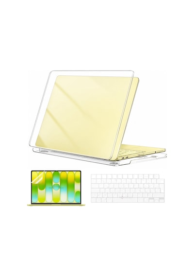 Novstrap Apple Macbook Neo 13 İnç A18 Çip A3404 İle Uyumlu Parlak Kılıf Seti + Şeffaf Klavye Koruyucu +nano Ekran Koruyucu Film