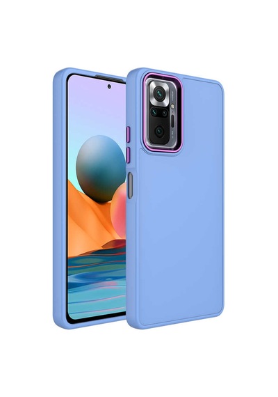 Redmi Note 10 Pro Kılıf Metal Çerçeve Ve Buton Tasarımlı Silikon Tchs Luna Kapak - Lila Lila