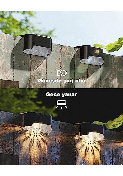 4 Adet L Solar Led Güneş Enerjili Su Geçirmez Köşe Solar Işık Led Köşebent Merdiven Veranda Bahçe Led Aydınlatma Led Işık Çok Renkli