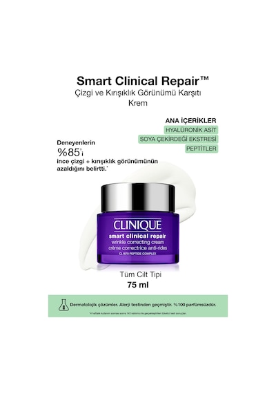 Çizgi Ve Kırışıklık Görünümü Karşıtı Krem 75 Ml Hyalüronik Asit, Peptit Smart Clinical Repair
