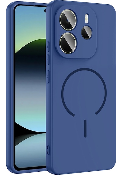 Xiaomi Redmi Note 14 4g Kılıf M-safe Şarj Özellikli Zore Meta Kapak Lacivert