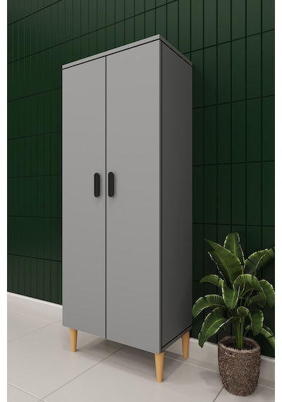 Modern 2 Kapaklı Çok Amaçlı Mutfak Banyo Dolabı %100 Mdf Erzak Kiler Dolabı Fd02 Kül Gri