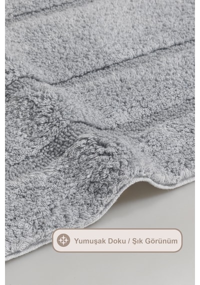 Elart Solid Banyo Halısı Paspas Takımı Pamuklu 2 Adet 60x100 Cm İndigo İndigo