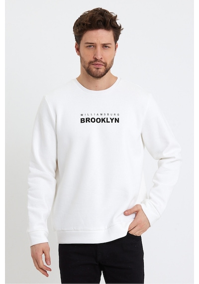 Süperlife Erkek Bisiklet Yaka Regular Fit Brooklyn Baskılı İnce Sweatshirt Spr23sw330 Ecru
