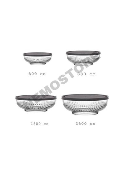Nemostore Tokyo Saklama Kabı Seti 2600-1500-880-600 Gri Kapaklı 8 Parça Karışık