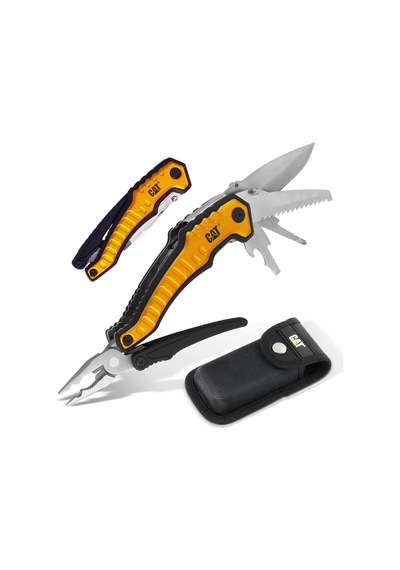 Cat Da980045 9 In 1 Çok Fonksiyonlu Katlanabilir 27cm Paslanmaz Çelik Sarı Kamp Çakısı Bıçağı + Taşı