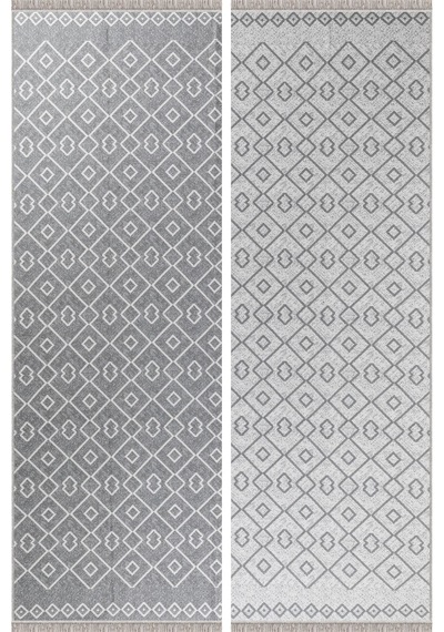 Arya Vl Çift Taraflı,katlanabilir,yıkanabilir,yüksek Kalite Pamuk Salon,oturma Odası,balkon Kilim Krem-gri 3