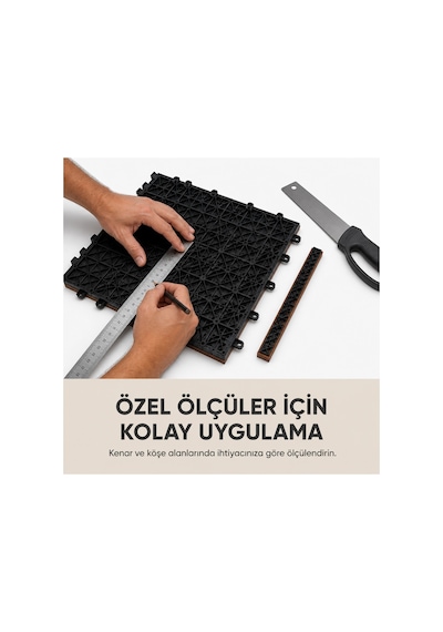 %100 Akasya Ahşap Deck Karo 50x50 Cm Geçmeli Click Sistem 1 Koli 4 Adet 1 M² Balkon Teras Bahçe Havuz Banyo