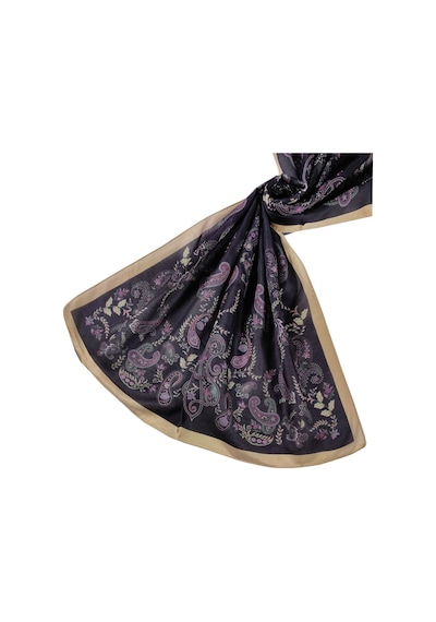 Mim Eşarp Enba Etnik Desenli Soft Pamuklu Şal 75x190 Cm Koyu Lacivert - Gold