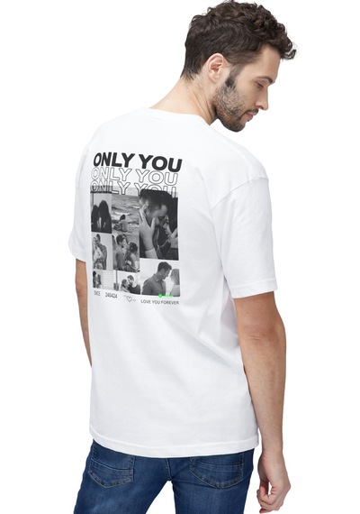 Young Fit Kişiye Özel Sevgili Ve Çiftler İçin %100 Pamuk Tişört - Çocuk Ve Yetişkin Fotoğraf & Yazı Baskılı Beyaz