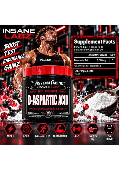 Insane Labz Asylum Cabinet D-aspartic Acid Test Boost 30 Servis - Daa Takviyesi Aromasız