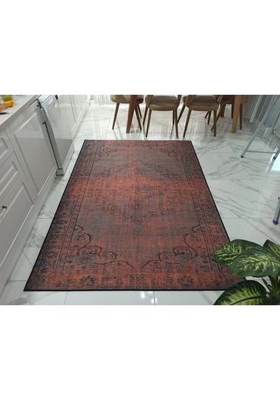 Eskitme Madalyon Desenli Kiremit Ve Antrasit Vintage Halı - 14924ou Kiremit Kırmızısı Ve Koyu Antrasi Eskitme Madalyon Desenli Kiremit Ve Antrasit Vintage Halı - 14924ou Kiremit Kırmızısı Ve Koyu Antrasi